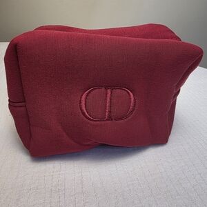 Dior Beauty Burgundy Makeup Pouch / Cosmetic Bag